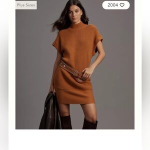 Anthropologie Rust Knit Sweater Dress